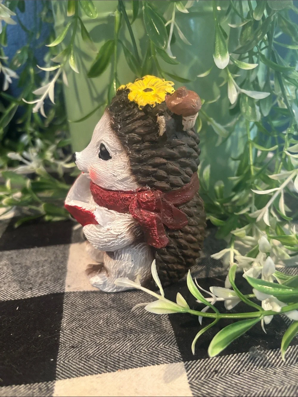Cute Hedgehog Figurine Reading a Red Book - Home Accent